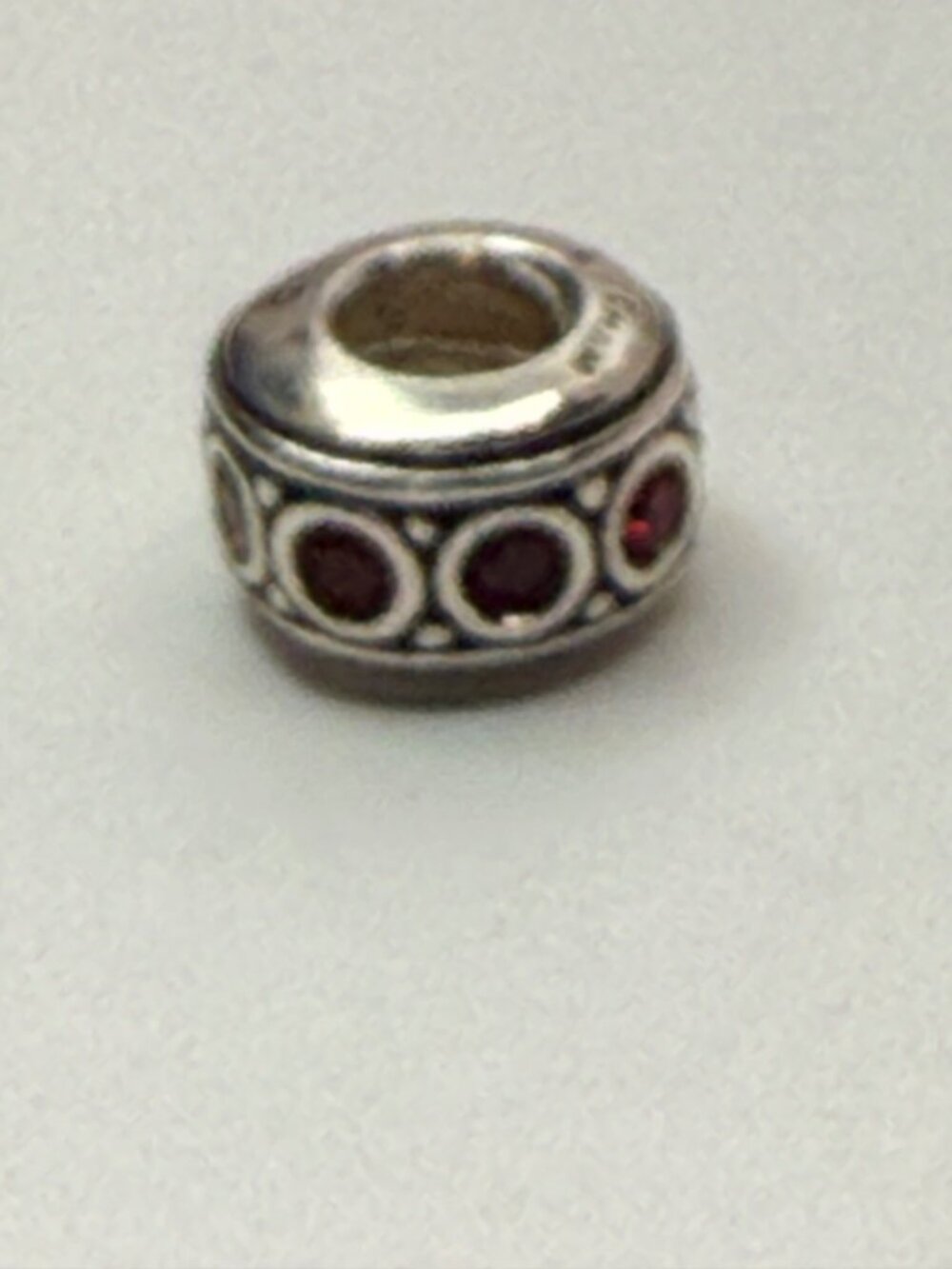 Chamilia Sterling Silver Red Crystal Spacer Charm Threaded Retired